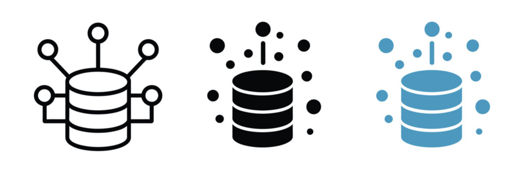 Database Network Data Center Icons Server Storage Computing Connection Cloud Infrastructure Technology Vector Illustration Set Isolated White Background