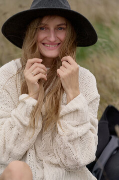 Cozy autumn portrait in nature