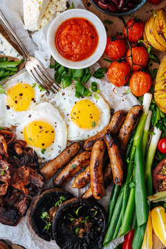 Full English Breakfast Spread with Fresh Ingredients