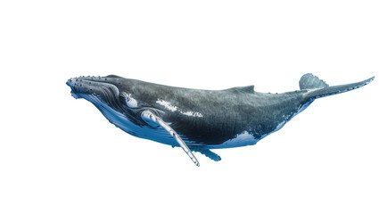 Majestic humpback whale swimming gracefully, isolated on transparent background © Maria