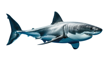 Fototapeta premium Great white shark with sharp teeth, isolated on transparent background