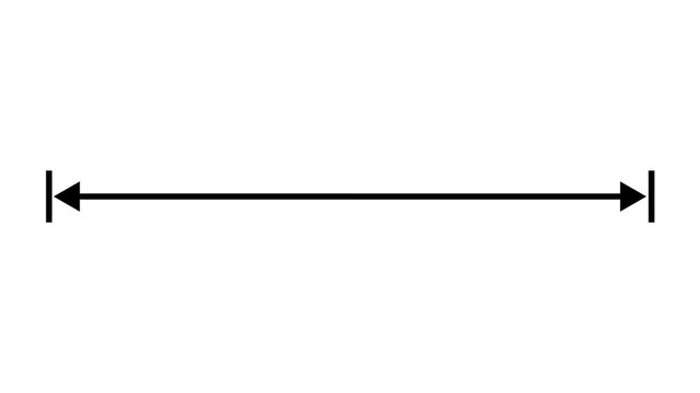 Measuring distance length line animation with alpha channel. Double side arrow icon animation. left and right side arrow measurement motion graphics.4k