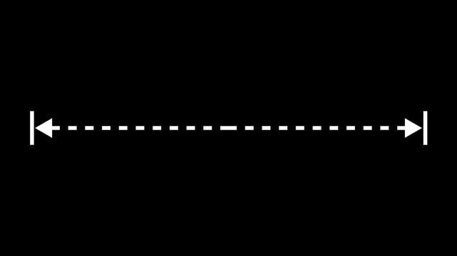 Measuring distance length dotted line animation. Abstract measuring length dotted line icon animation with alpha channel. 4k videos