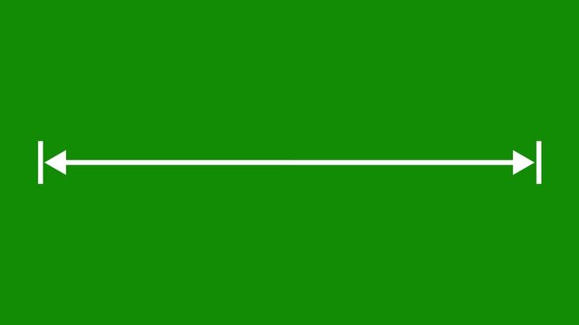 Measuring distance length line animation with alpha channel. Double side arrow icon animation. left and right side arrow measurement motion graphics.4k