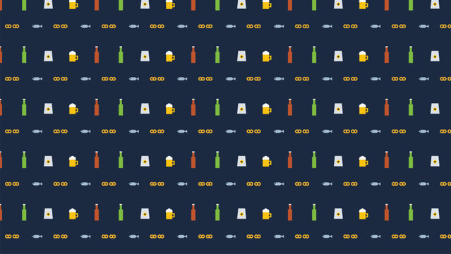 Navy kitchen food drink icon seamless pattern background