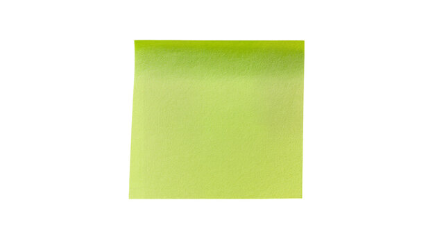 Bright yellow sticky note paper, isolated on transparent background for reminders