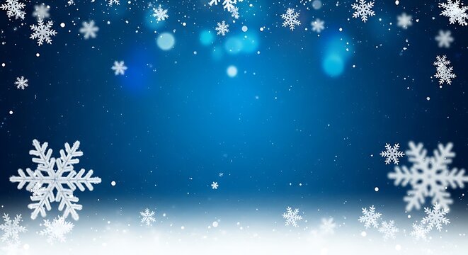 Winter night sky with snowflakes and stars