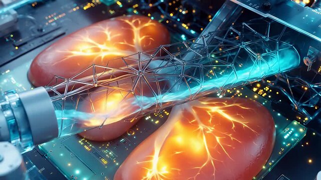 Futuristic medical device with glowing organ emphasizing health, wellness, and vitality