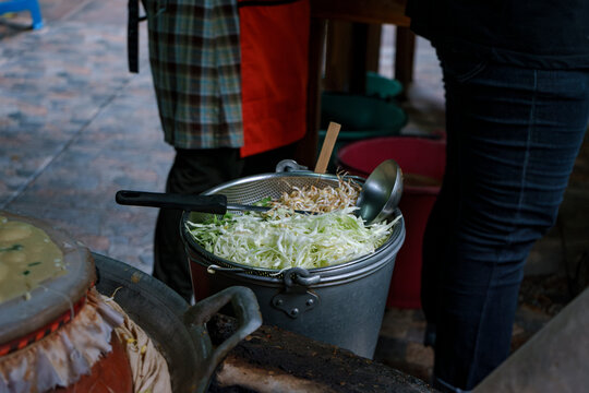 Fresh vegetables for cooking a Thai Sukothai heritage dish
