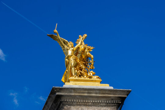 Pont Alexandre III bridge along the Seine River in Paris France FR