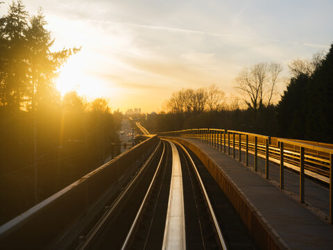 Vancouver's SkyTrain at sunset  