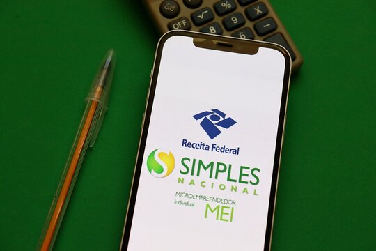 Salvador, Brazil - April 17, 2026: Simples Nacional app on smartphone screen. Microentrepreneur Individual (Microempreendedor Individual). MEI App. 