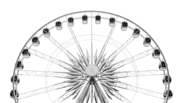 Giant Ferris wheel with multiple cabins, isolated on transparent background