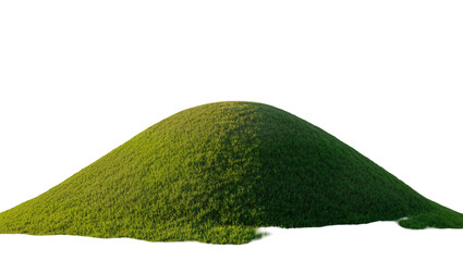 Lush green grassy hill with soft shadows, isolated on transparent background © Maria