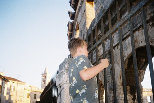 Child Near Pula Arena on 35mm Film
