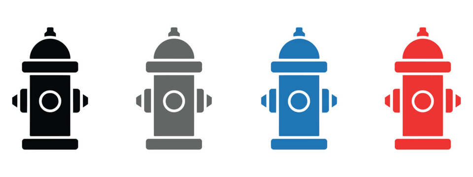 Fire Hydrant Icons Emergency Water Safety Protection Equipment Firefighting System Vector Illustration Design Isolated Background