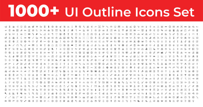 Mega Set of 1000 outline icons - maid, microbiology, bulb. editable vector for web and mobile ui. Multipurpose collection