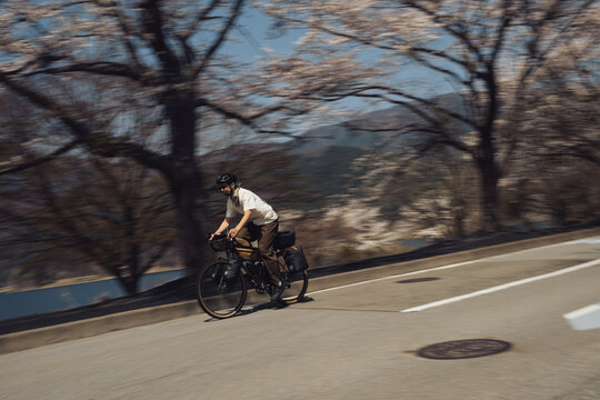 Cycling in Japan when the cherry blossoms are in bloom