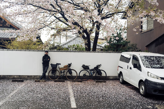 Cycling in Japan when the cherry blossoms are in bloom