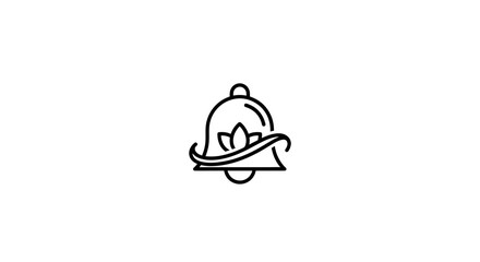 Fototapeta premium Elegant Bell Icon with Floral Swirls - Notification Symbol