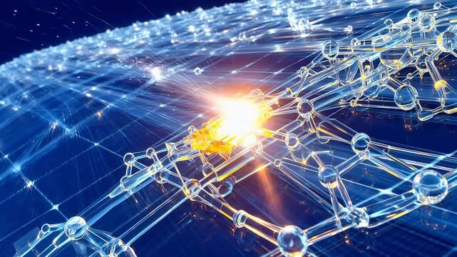 Abstract network with glowing nodes for high-end commercial advertising
