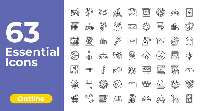 outline arcade icons set - sailing boat, , sports ball. editable vector for web and mobile ui