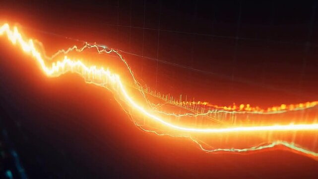 Glowing jagged line on dark surface ideal for corporate presentations and B2B marketing