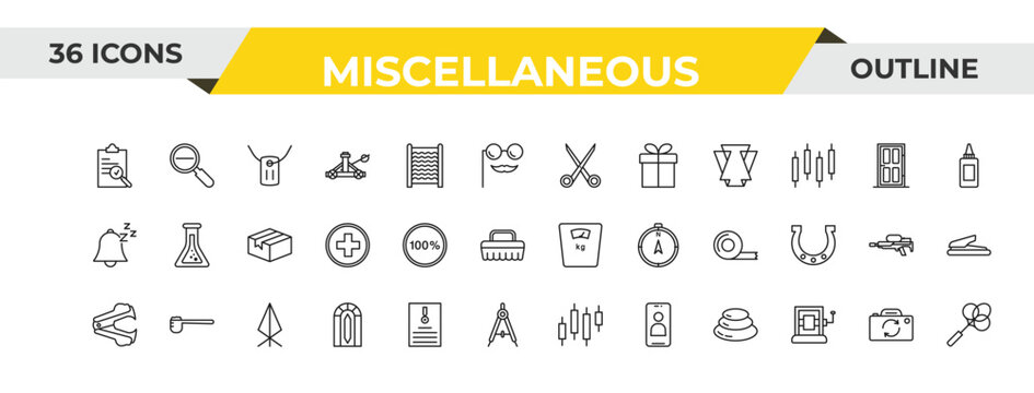 outline miscellaneous icons set - scissor, 100 percent, rune. editable vector for web and mobile ui
