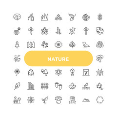 outline nature icons set - spruce, eastern hemlock tree, red maple tree. editable vector for web and mobile ui © IconArt