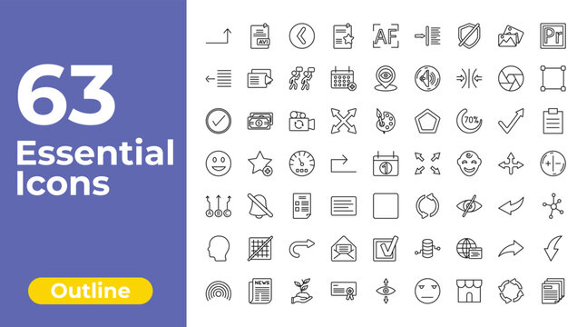 outline user interface icons set - documents with a star, tracking, curve arrow. editable vector for web and mobile ui