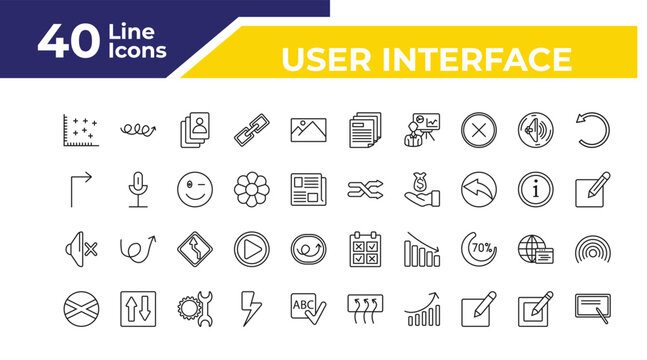 outline user interface icons set - right arrow with turn, sound off, jamaican. editable vector for web and mobile ui