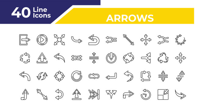 outline arrows icons set - repeat, backward, upward. editable vector for web and mobile ui