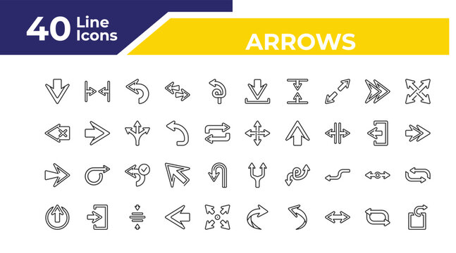 outline arrows icons set - backspace, right, enter up. editable vector for web and mobile ui