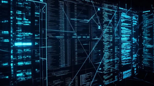 Digital data code and network connections symbolizing freedom, adventure, and exploration