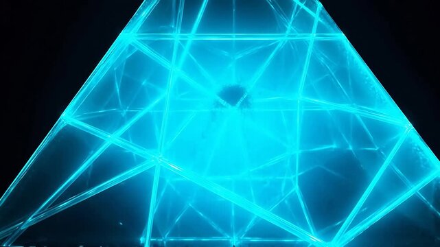 Blue glowing geometric pyramid emphasizing family bonds and togetherness