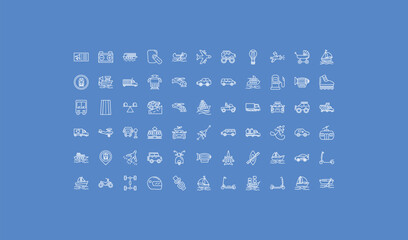 outline transportation icons set - monster truck, auto, quad bike. editable vector for web and mobile ui © IconArt
