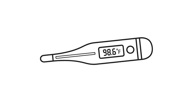 Digital Thermometer Showing 98.6 Degrees Fahrenheit, Medical Health Icon