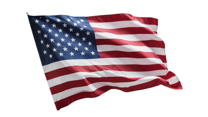 Obraz premium Waving American flag with stars and stripes, isolated on transparent background