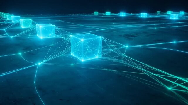 Digital network of glowing cubes perfect for social media campaigns and vlogs