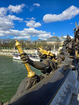 Pont Alexandre III bridge along the Seine River in Paris France FR