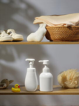 A serene nursery scene featuring baby essentials and toiletries