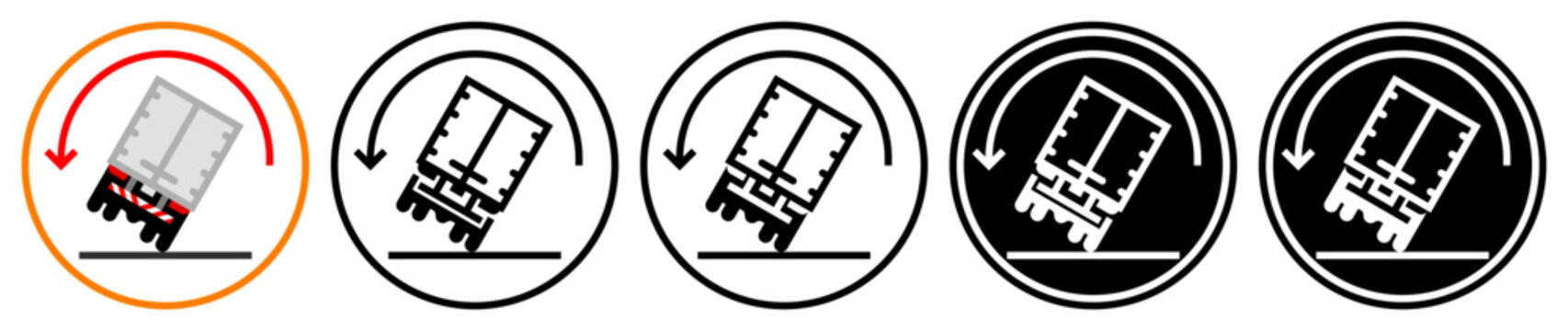 Flat truck rollover icons, in outline and solid styles