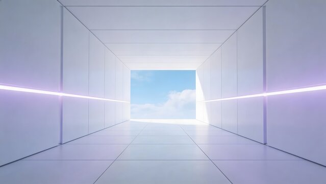 Modern corridor with sky view