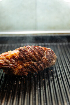 Grilled Steak on Hot Grill