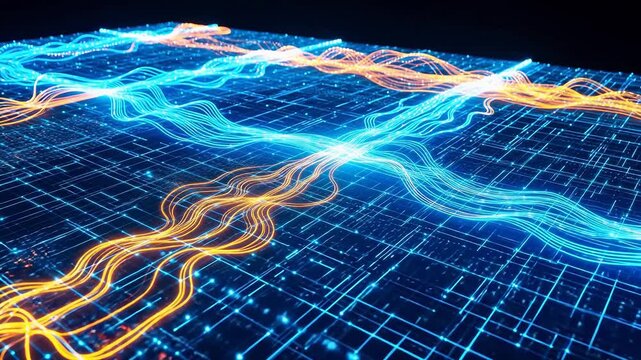Abstract digital network with glowing lines perfect for real estate and architectural showcases