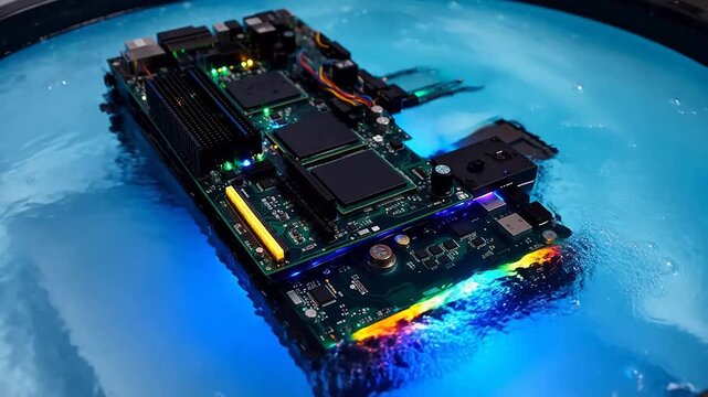 Electronic circuit board with colorful lights symbolizing creativity, art, and imagination