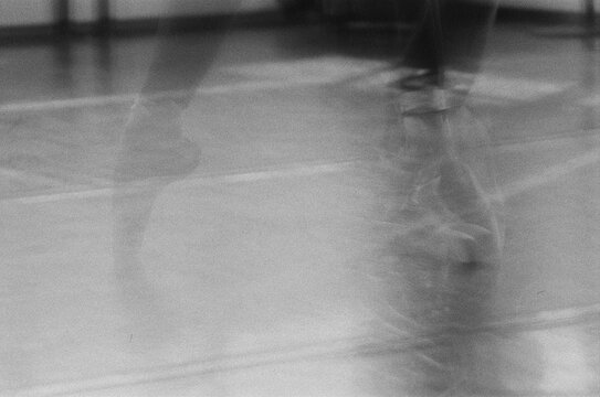 Detail over ballerina pointe shoes 