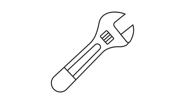 Professional adjustable wrench vector icon illustration, a modern flat steel spanner tool with a blue handle for plumbing, repair, and maintenance work, isolated on white for graphic design.
