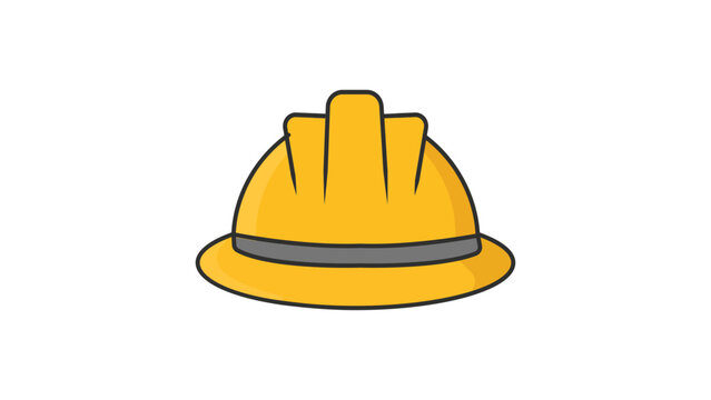 Yellow construction hard hat vector icon illustration. A modern flat design of a safety helmet for industrial workers, engineers, and builders. Minimalist protective headgear symbol on white.