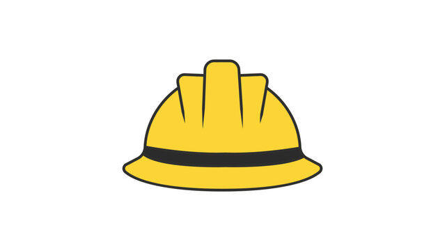 Yellow hard hat vector icon illustration of a construction safety helmet for industrial workers, engineers, and builders, featuring a clean minimalist flat design for site safety and protection.